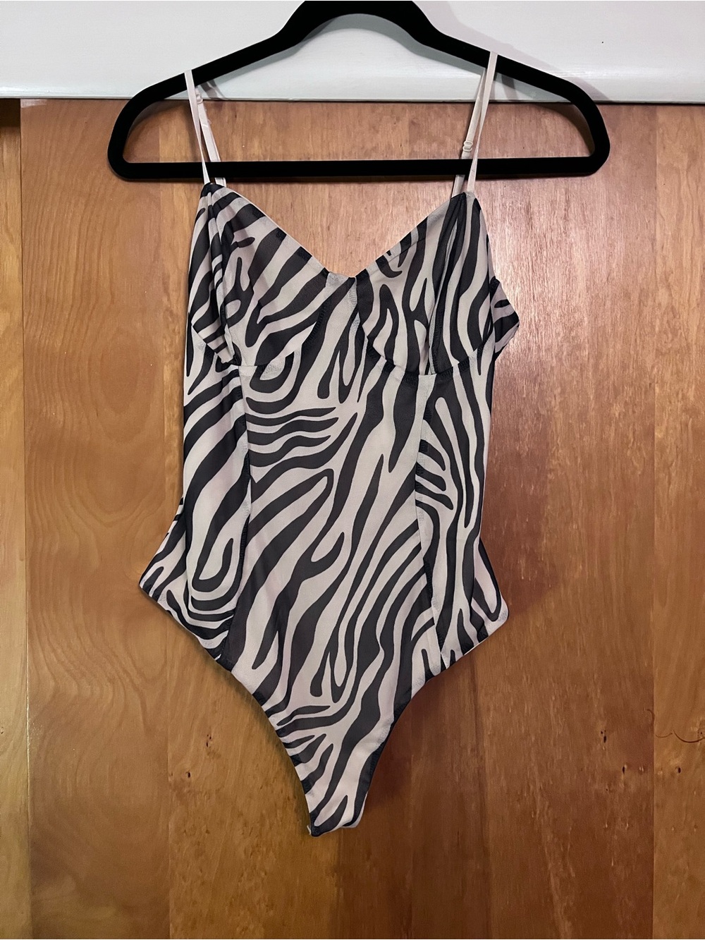 NWT INC International Concepts Black & White Zebra-Print Camisole Bodysuit